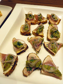 Feast Portland 2013 Day 1 Recap Paley's Pre Funk, appetizers by Chef Ben: albacore tuna, padrons, pistachio romesco, wonderfuly paired with the Hawks View Cellars White Pinot Noir