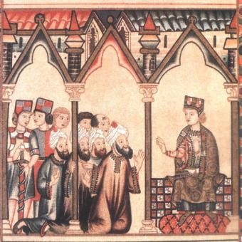 Alfonso X el Sabio dialoga con médicos árabes, en una imagen sacada del libro La Medicina en Al Andalus.