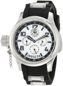 Invicta Women's 1810 Russian Diver White Mother-Of-Pearl Dial Black Polyurethane Watch