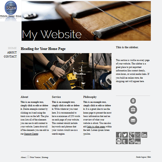 Music Template home page thumbnail