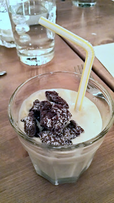 Flight Dessert Bar, Midwestern Roots Menu Course 6 Grasshopper milkshake, creme de menthe, dark chocolate 