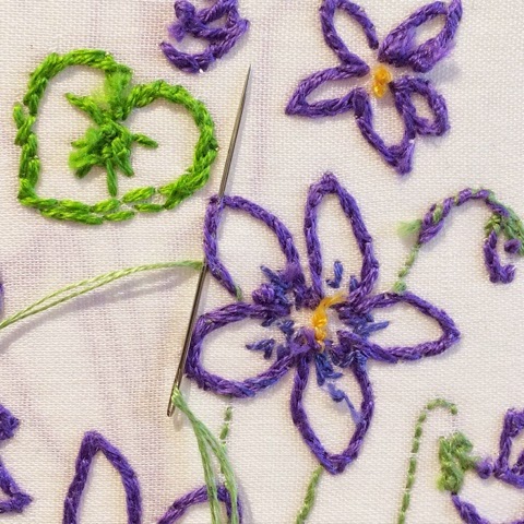 Bits of Stitching!: Violets, Done!