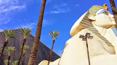 Admiring the daytime view of the pyramid casino of the Luxor on the Las Vegas strip