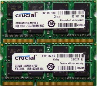 Ram memory upgrades 16GB kit (8GBx2) DDR3 PC3 10600 1333Mhz for latest 2011 Apple MacbookPro's laptops , iMac's and Mac Mini's