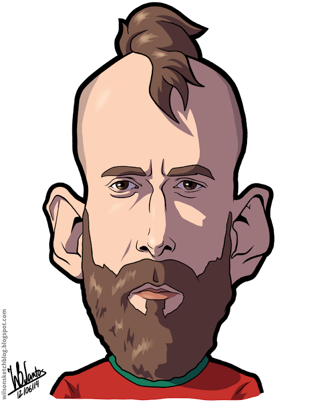 Cartoon caricature of Raul Meireles. Cartoon caricature of Raul Meireles.