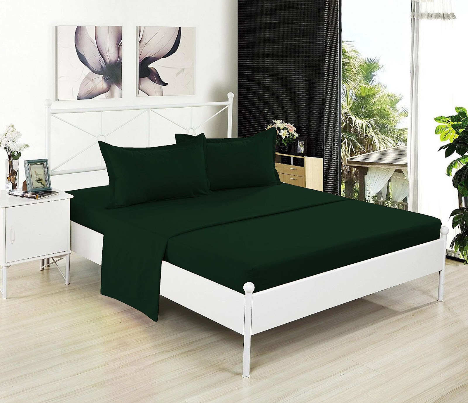 Mẫu drap giường xanh lá đậm 6