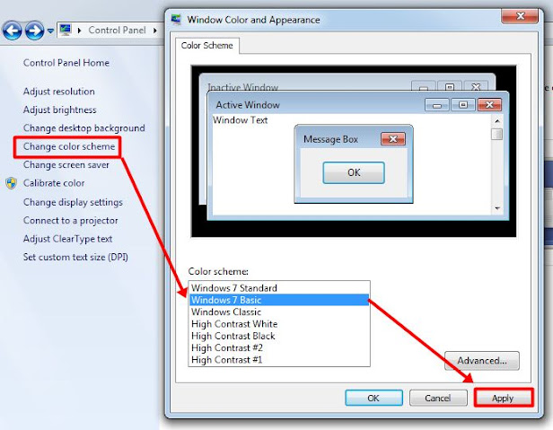 change color scheme to windows 7 basic change color scheme to windows 7 basic