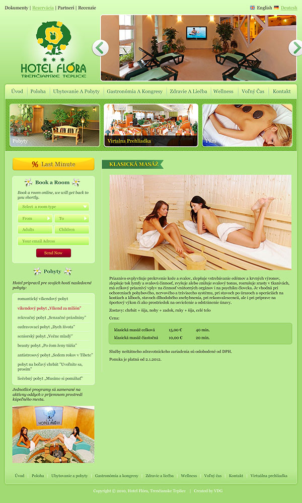 hotel website design inner page template