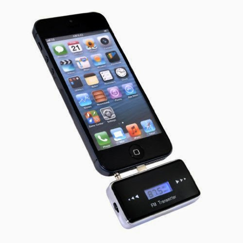  FOME Portable LED FM Transmitter USB Port Compatible with iPhone 5 Black + A FOME Clean Cloth Gift