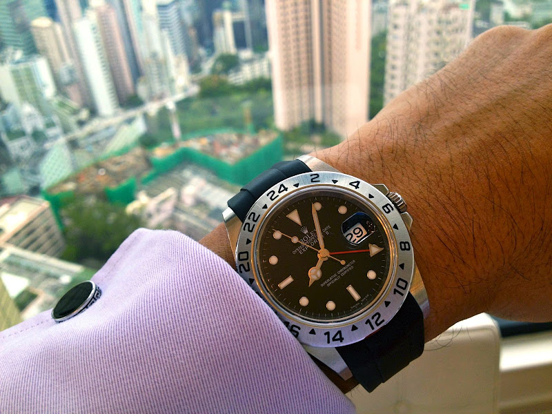 Rolex Explorer II on a rubber strap