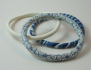 Blue and white bangles