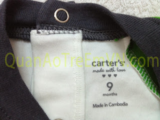 Bodysuit bé trai, hàng xuất made in cambodia, hiệu Carter. 1 set 2 món, mẫu 01.c