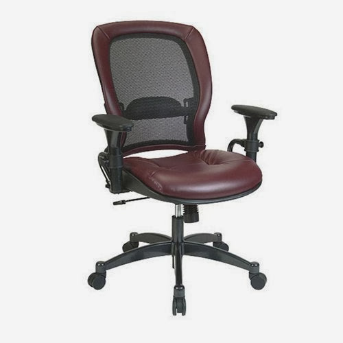 Ergonomic Office Chairs Mesh and Leather Ergonomic Computer Chair Burgundy Leather Seat/Black Matrix Back/Gunmetal Finish Metal Base For Sale