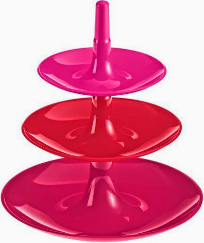 Koziol Babell XS 3 Tiered Plastic Stand Tray In Red and Pink 3181096