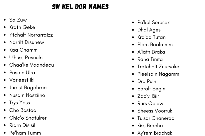Sw Kel Dor Names