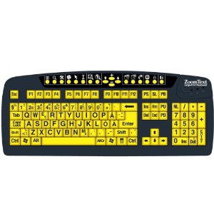  Zoom Text Large Print Keyboard Yellow Keys with Black Print