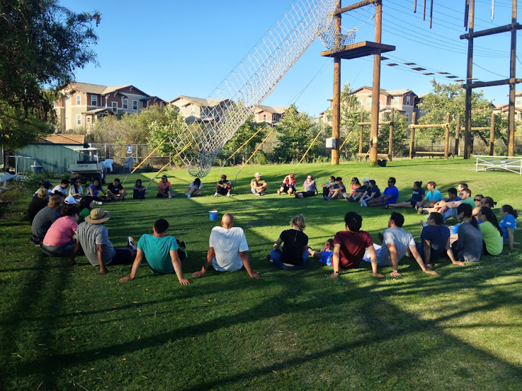 Competitive Edge Students gathered near the ropes course.