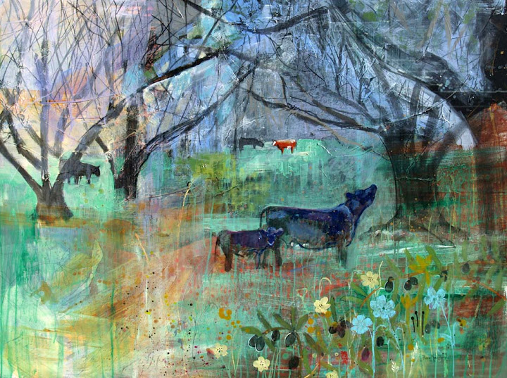 Cows in the Olive Orchard for Muses by Maria Pedrero