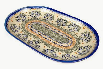  Polish Pottery Bluebell Large Oval Dish