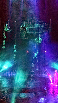 A scene from the show Le Reve, The Dream, playing at the Wynn Theater. It's a show that takes place on continuously changing stages, the water, and all the airspace to the top of the theater!