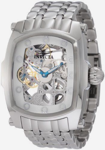 Invicta Men's 1252 Lupah Mechanical Skeletonized Dial Stainless Steel Watch