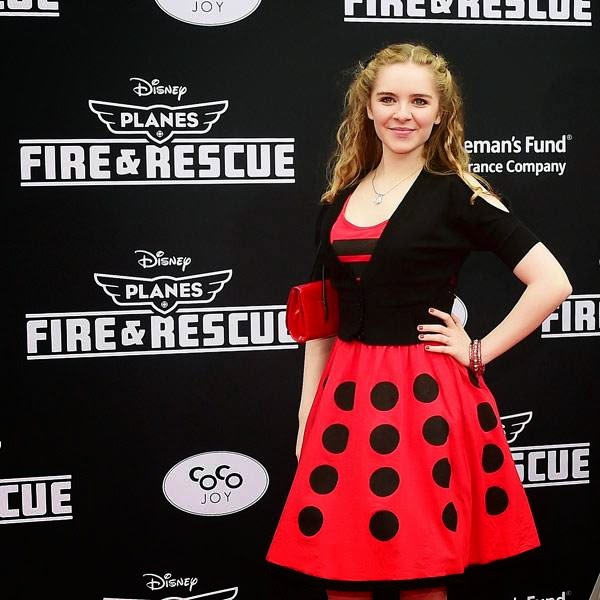 Darcy Rose Byrnes poses on arrival for the world premiere of the film 'Planes Fire & Rescue' in Hollywood, California, on July 15, 2014. 
