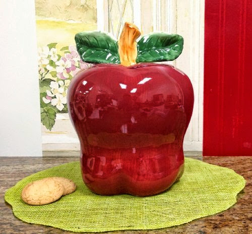  Country Red Apple Ceramic Cookie Jar