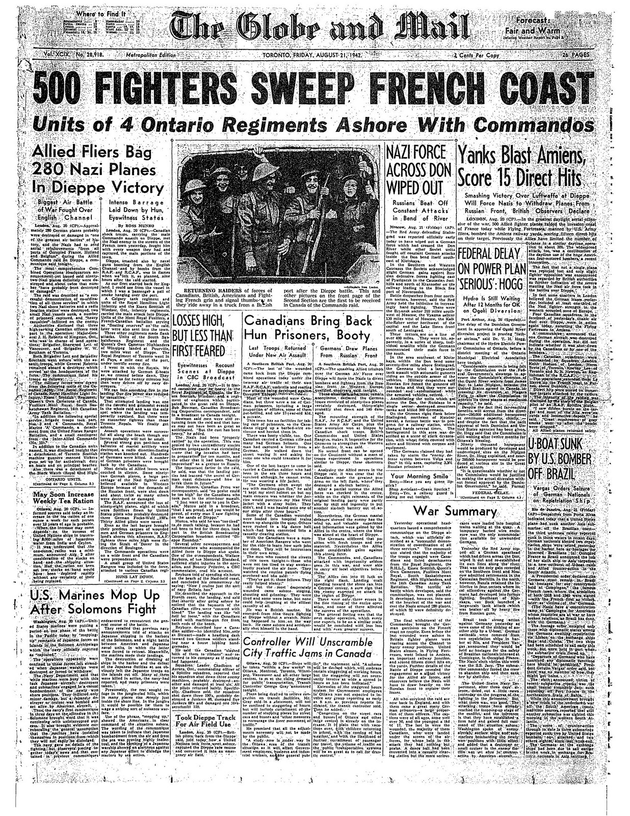 Operation jubilee newspaper headlines