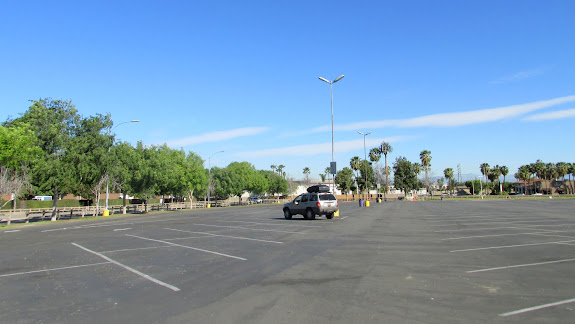 Jeep in a nearly empty parking lot at Knott's Berry Farm