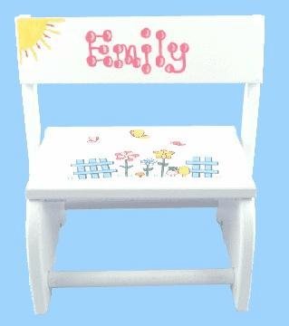 Large Flip - Flowers-White Stool w/Butterflies Large Flip - Flowers-White Stool w/Butterflies