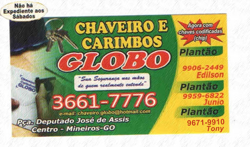 Chaveiro Globo, Av. 3a Avenida Q, 57 - S Central, Mineiros - GO, 75830-000, Brasil, Serviços_Chaveiros, estado Goiás