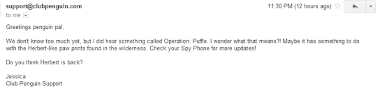 Club Penguin Support Confirms Operation Puffle