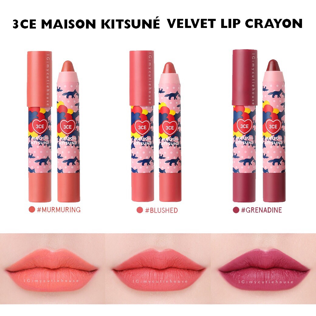 3CE Maison Kitsune Velvet Lip Crayon