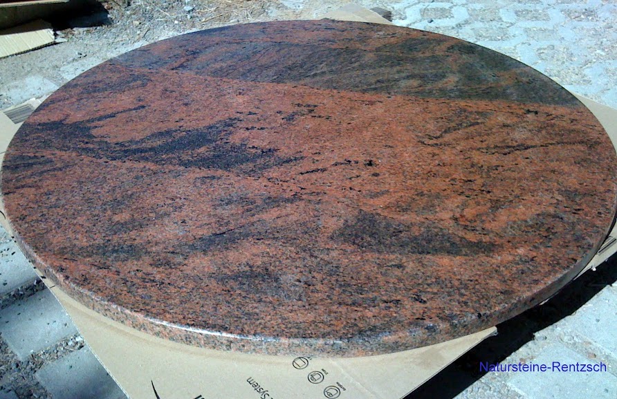 runde Tischplatte Marmor Granit Naturstein rot Steinplatte Platte