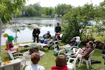 Its another day off at the lake...Notice that Al is holding a water baloon and my leg is wet