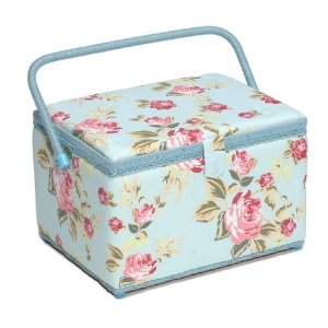 Buy Sewing Box Roses on Light Blue (L) With Free Sewing Kit