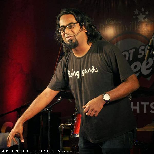 Ashish during a stand-up comedy show, held in Kolkata. 