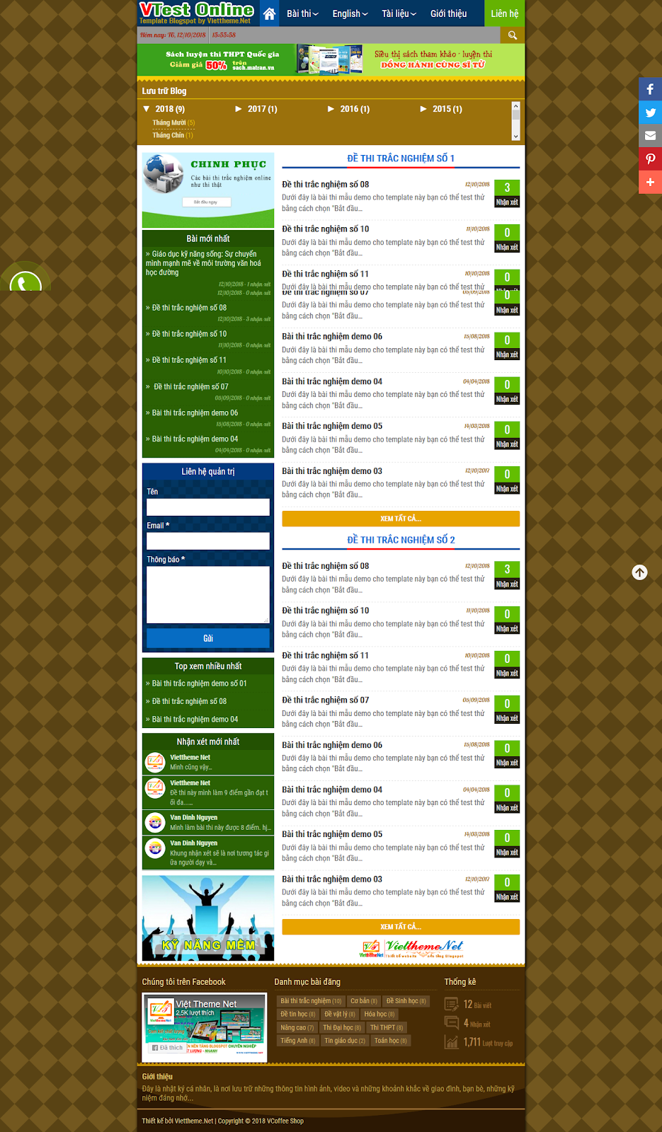 VTest Online - Template Blogspot làm bài thi trắc nghiệm Online VTest Online - Template Blogspot làm bài thi trắc nghiệm Online