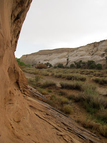 View from under the overhanging cliff--it's dry, for now