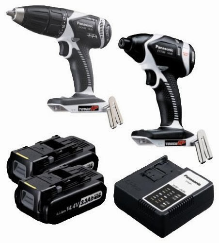 Panasonic EYC108LR Cordless, Battery Powered, Rechargeable 14.4V Hammer Drill / Impact Driver Combo Kit