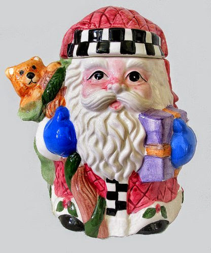  Vintage World Bazaar Ceramic Christmas Cookie Jar - Santa Claus with Gifts