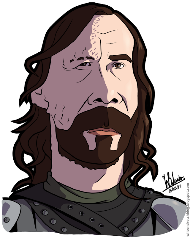 Cartoon caricature of The Hound from Game of Thrones. Cartoon caricature of The Hound from Game of Thrones.