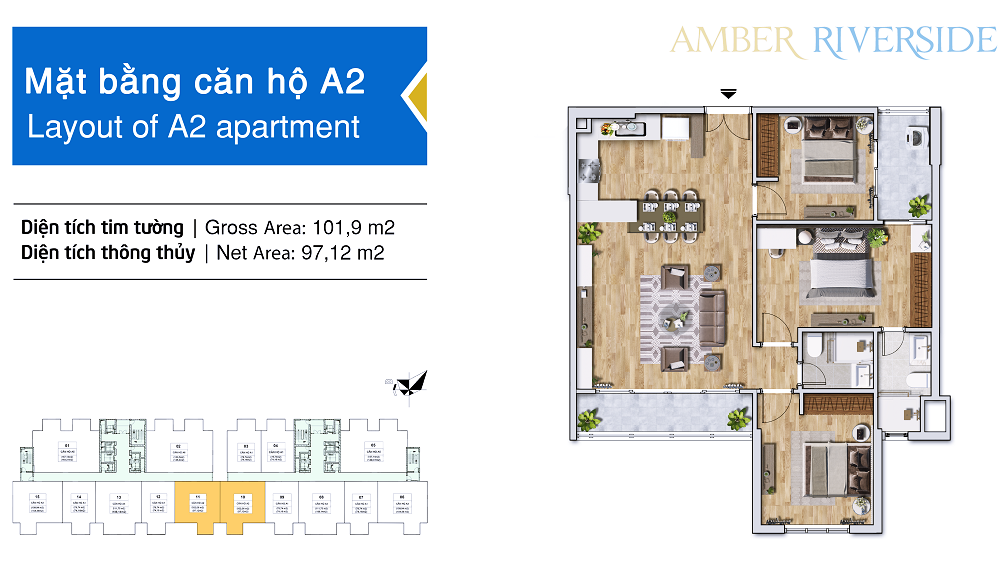 Thiết kế căn hộ A2 dự án Amber Riverside Minh Khai Thiết kế căn hộ A2 dự án Amber Riverside Minh Khai