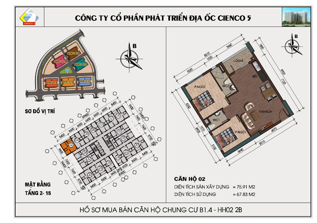 Mặt Bằng Căn Hộ 02 Chung Cư B1.4 HH02-2B Thanh Hà Mặt Bằng Căn Hộ 02 Chung Cư B1.4 HH02-2B Thanh Hà