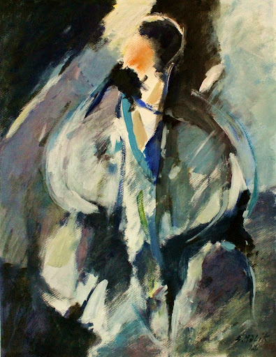 40x30cm acrylique sur papier APPARENCE. By Abstract French Painter Malik Benchikh