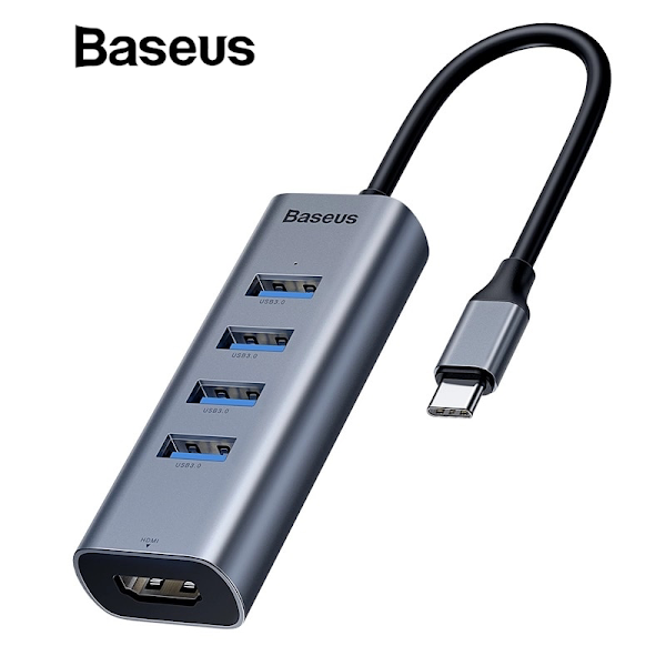 Hub chuyển Type C to USB 3.0 và HDMI Baseus Enjoy Series (Type C to USB 3.0 x4 Ports + HDMI 4K, 5 in 1 intelligent HUB Adapter )