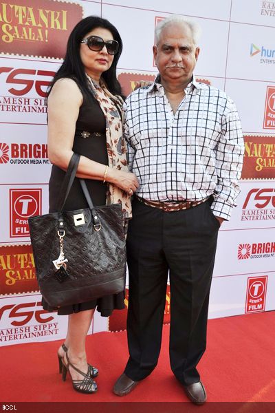 Kiran Juneja and Ramesh Sippy during the first look unveiling of the movie 'Nautanki Saala', held in Mumbai on January 23, 2013. (Pic: Viral Bhayani)