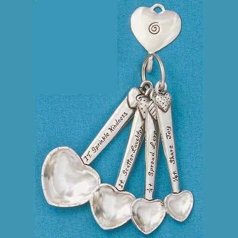 Pewter Heart Measuring Spoons w/ Hook