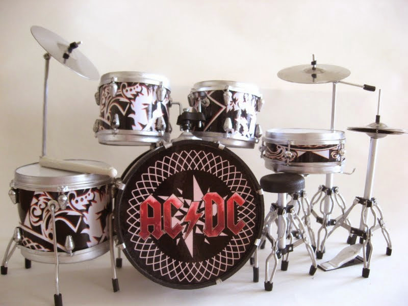 Miniature Drum Set Phil Rudd Angus Young AC DC Free Drum Keyring