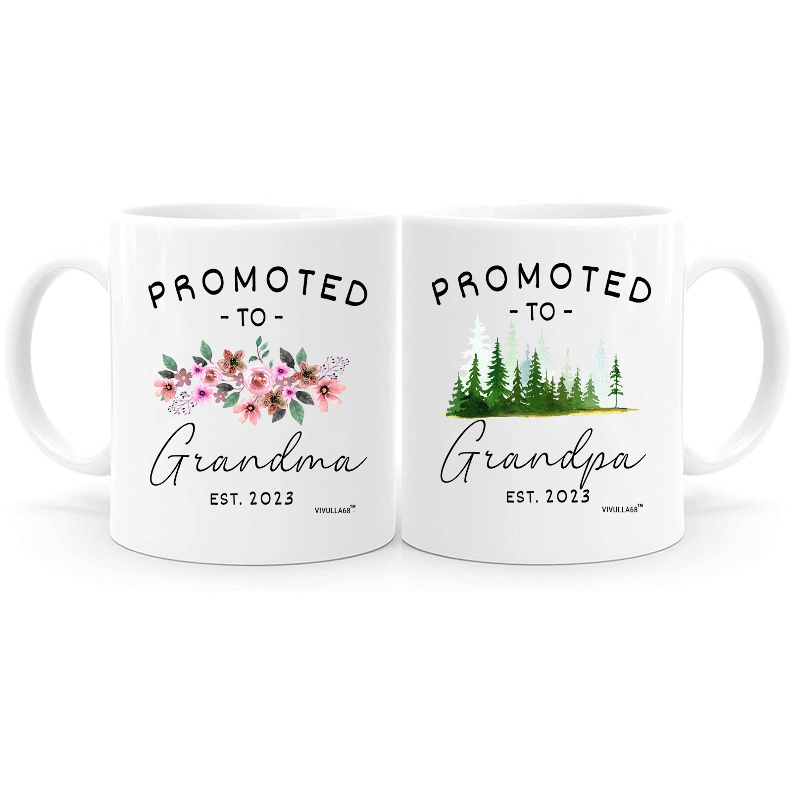 Vivulla68 Promoted To Grandparents Grandma And Grandpa 2023 Mugs